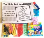 Kit especial - Livro de história e atividade The Little Red hen com kit colagem